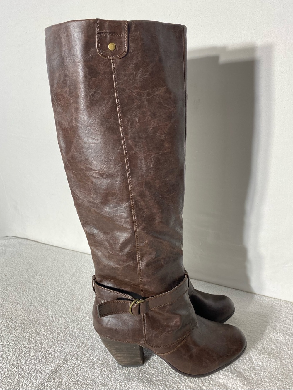 Call It Spring Brown Faux Leather Knee High Heeled Boots 9